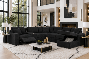 Hunter Black Sectional (W/ Bluetooth Speaker & Pull-Out Bed)