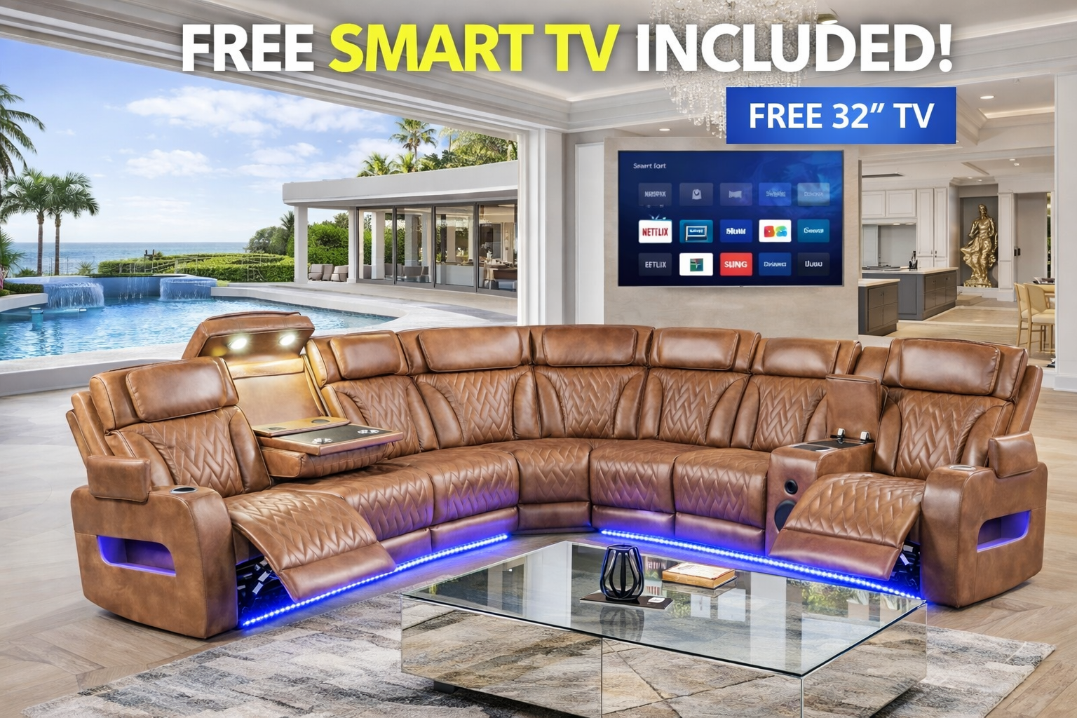 Barcelona Brown Power Reclining Sectional