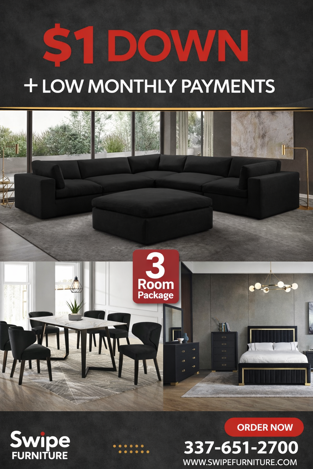 XL Cloud Black 3 Room Package