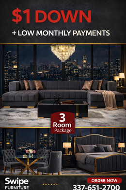 Zuma Gray 3 Room Package Mattress and 55” Smart Tv Included
