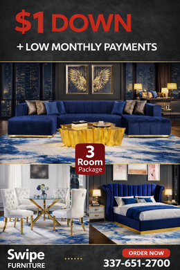 Elisha Blue 3 Room Package Mattress and 55” Smart Tv Included