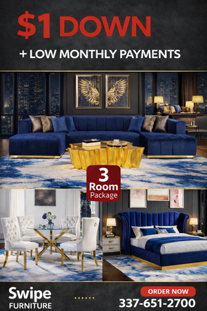 Elisha Blue 3 Room Package Mattress and 55” Smart Tv Included