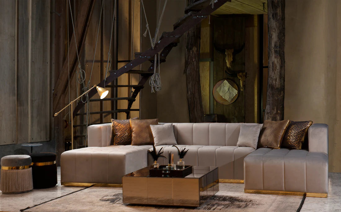 Elisha double chaise velvet sectional