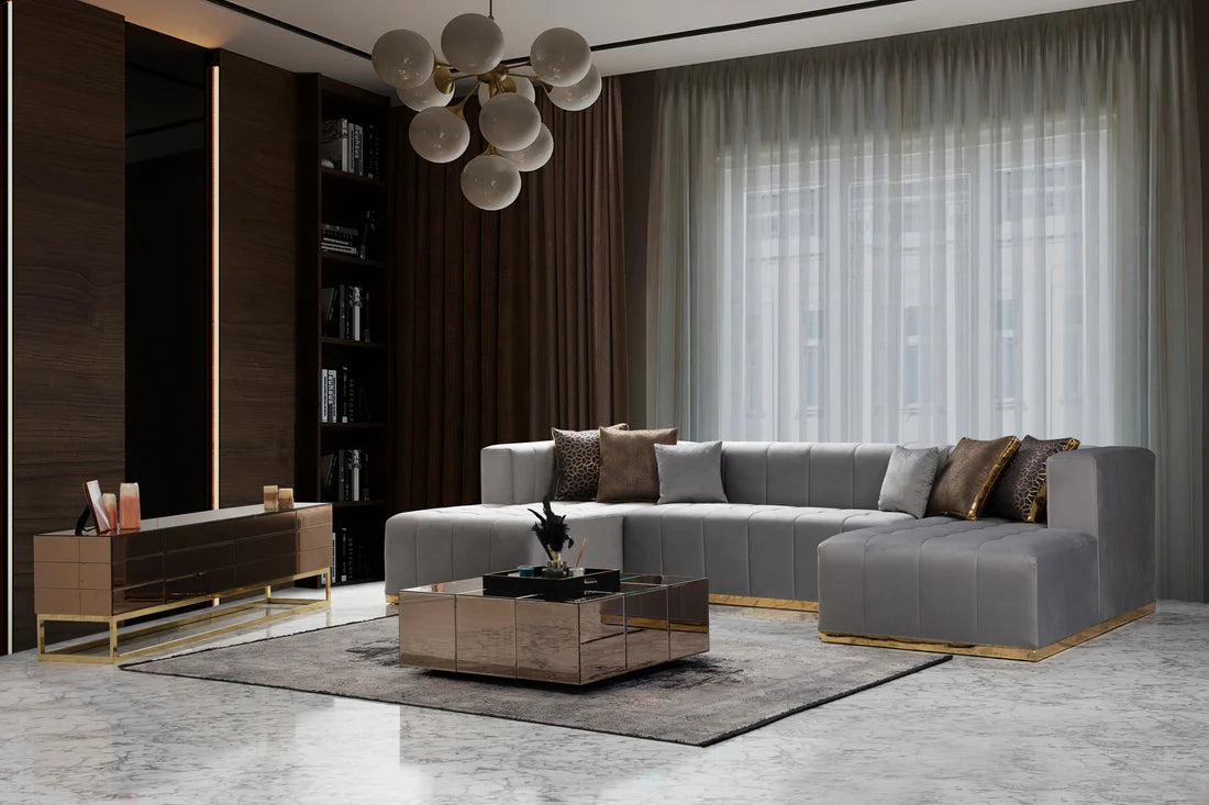 Elisha double chaise velvet sectional