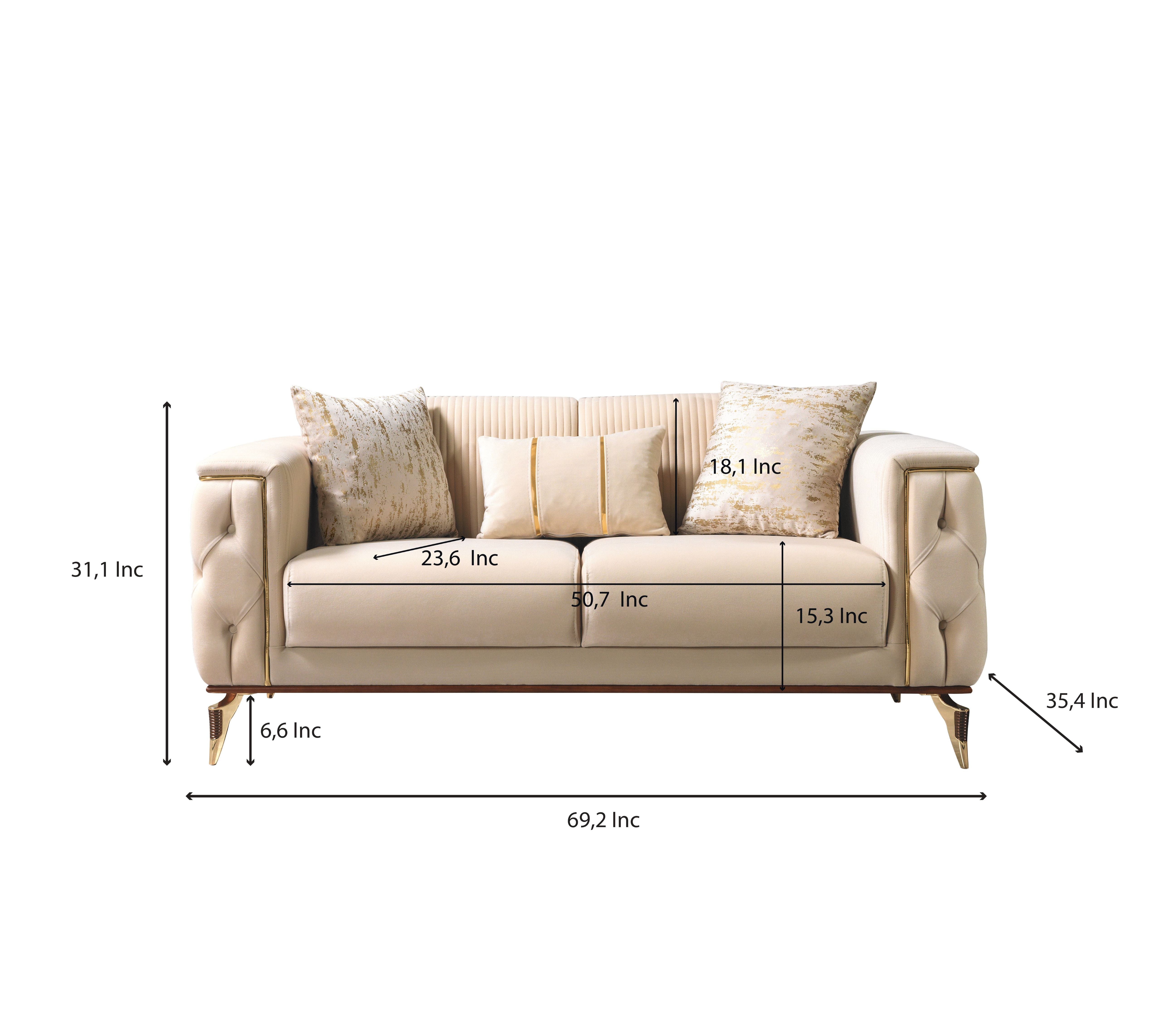 Belinda Ivory Velvet Sofa 89" & Loveseat 69"
