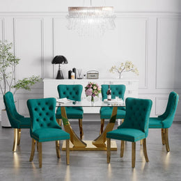 Kazandra 6 - Person Pedestal Dining Set (Green)