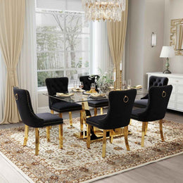 Kazandra 6 - Person Pedestal Dining Set (Black)