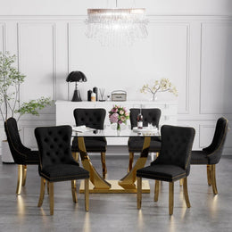 Kazandra 6 - Person Pedestal Dining Set (Black)