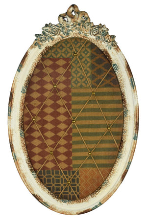 Fabric Pin Board In Wood Frame Mixed Media