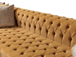 Lauren Mustard Velvet Double Chaise 136" Sectional