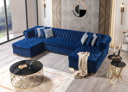 Lauren Navy Velvet Double Chaise Sectional