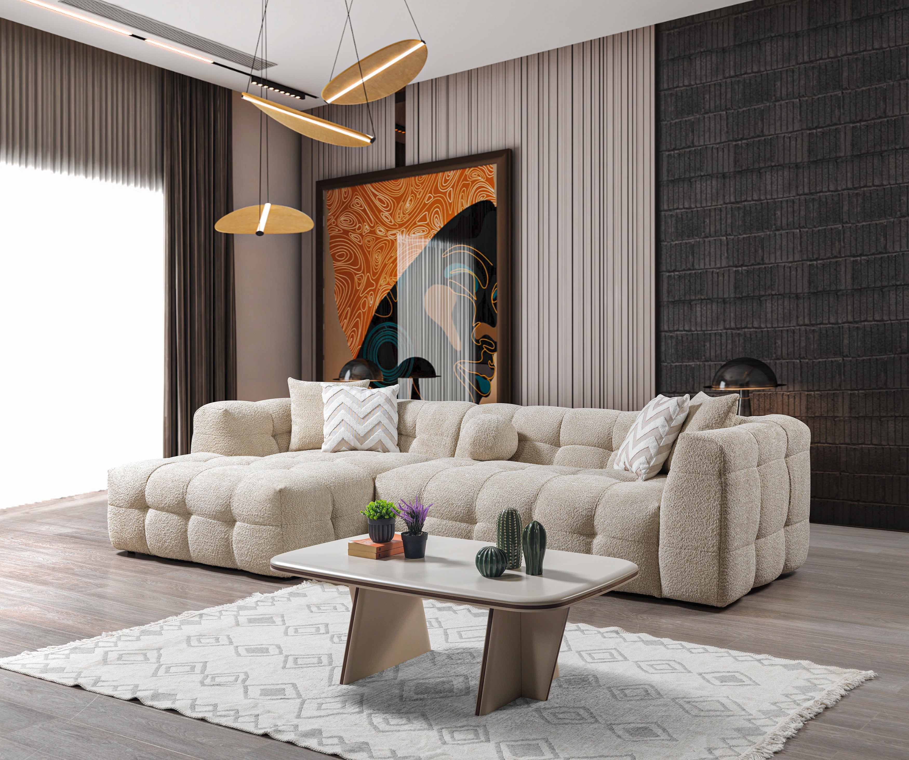 Ivy Sand Boucle LAF 110" Sectional