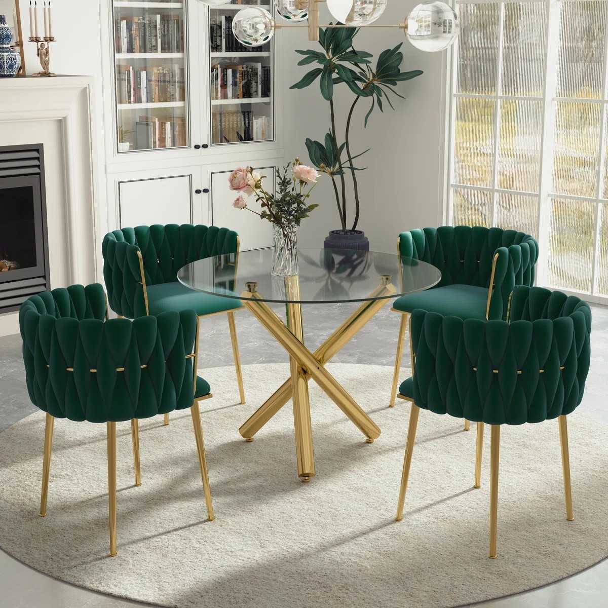 Raykwan 4 - Person Three Leg Dining Set (Green)