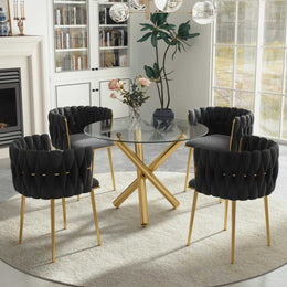 Raykwan 4 - Person Three Leg Dining Set (Black)