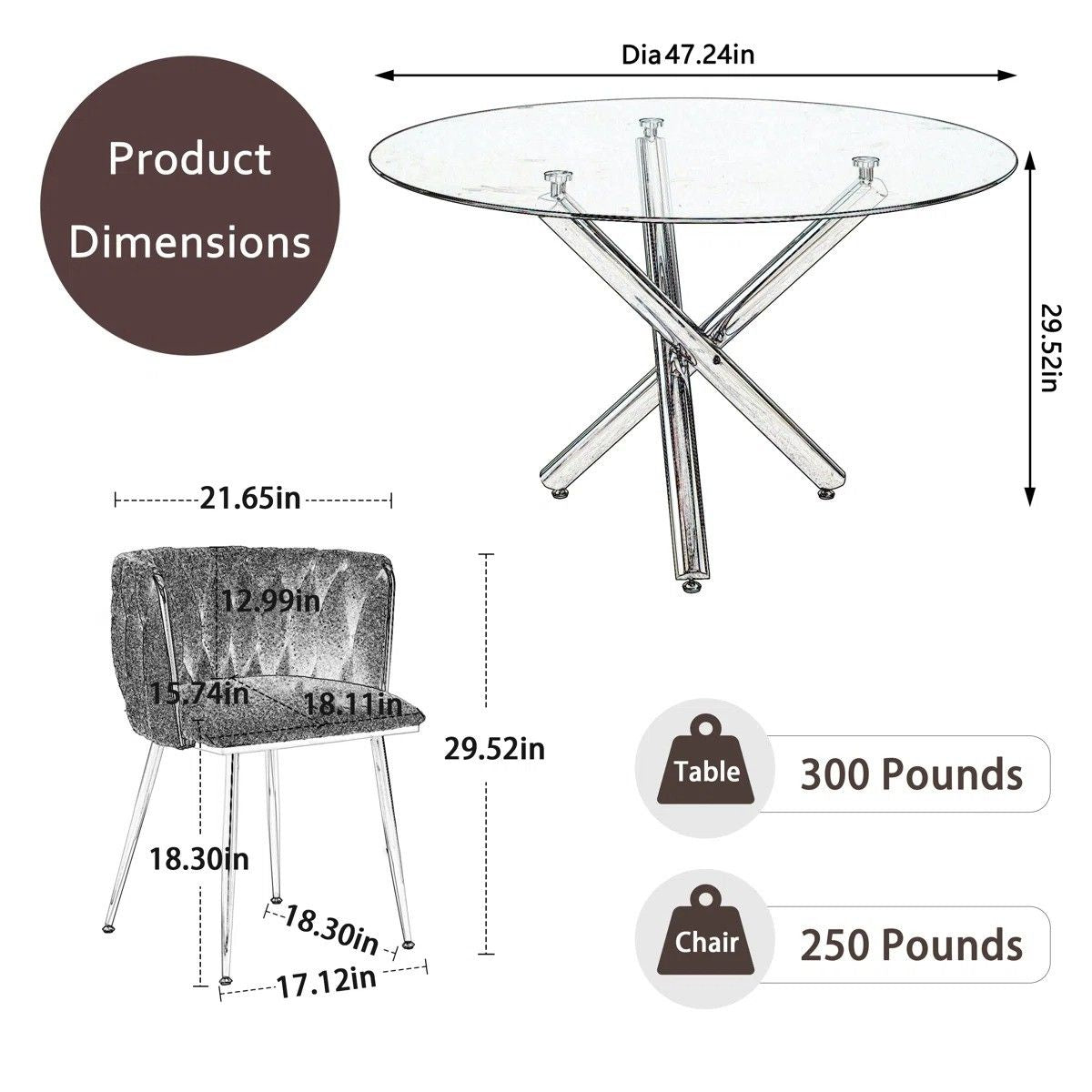 Raykwan 4 - Person Three Leg Dining Set (Black)