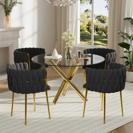 Raykwan 4 - Person Three Leg Dining Set (Black)