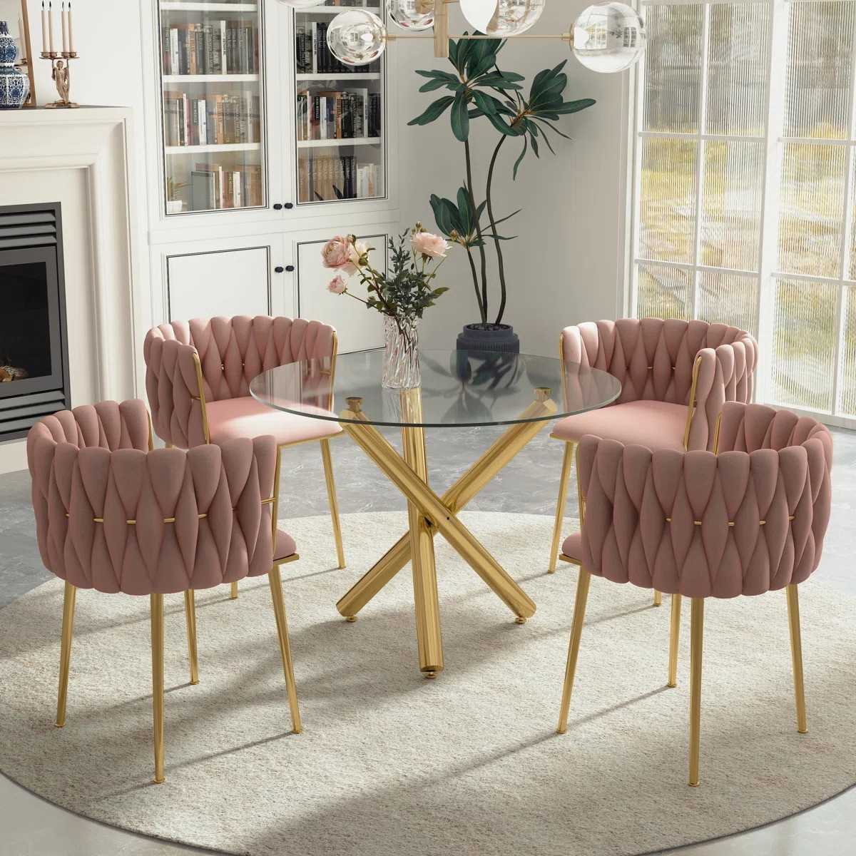 Raykwan 4 - Person Three Leg Dining Set (Pink)