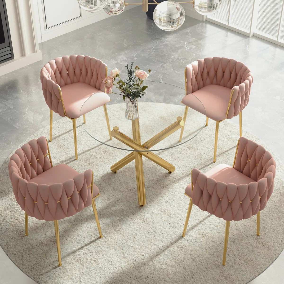 Raykwan 4 - Person Three Leg Dining Set (Pink)