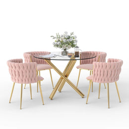 Raykwan 4 - Person Three Leg Dining Set (Pink)