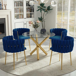 Raykwan 4 - Person Three Leg Dining Set (Navy)