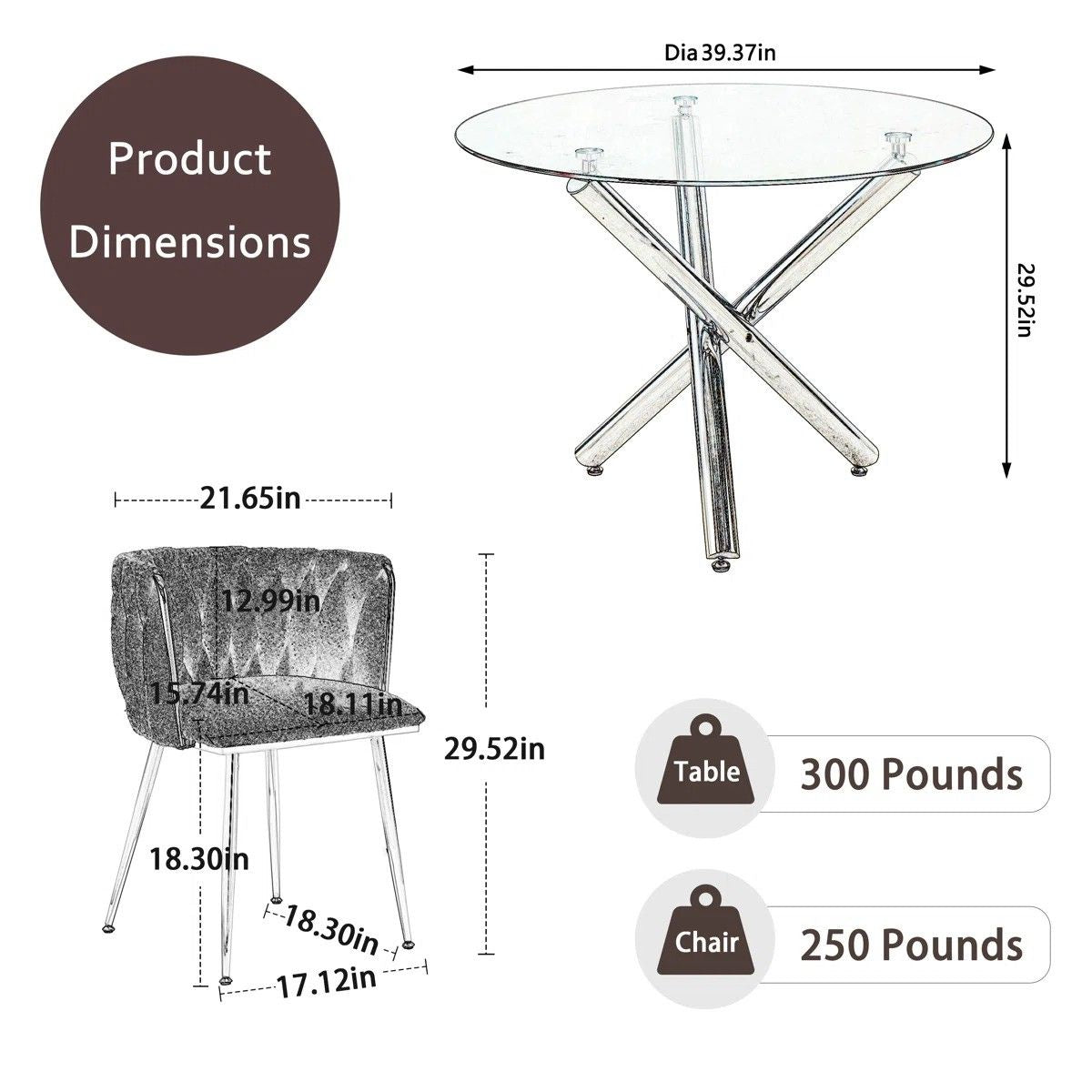 Raykwan 4 - Person Three Leg Dining Set (Navy)