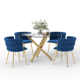 Raykwan 4 - Person Three Leg Dining Set (Navy)