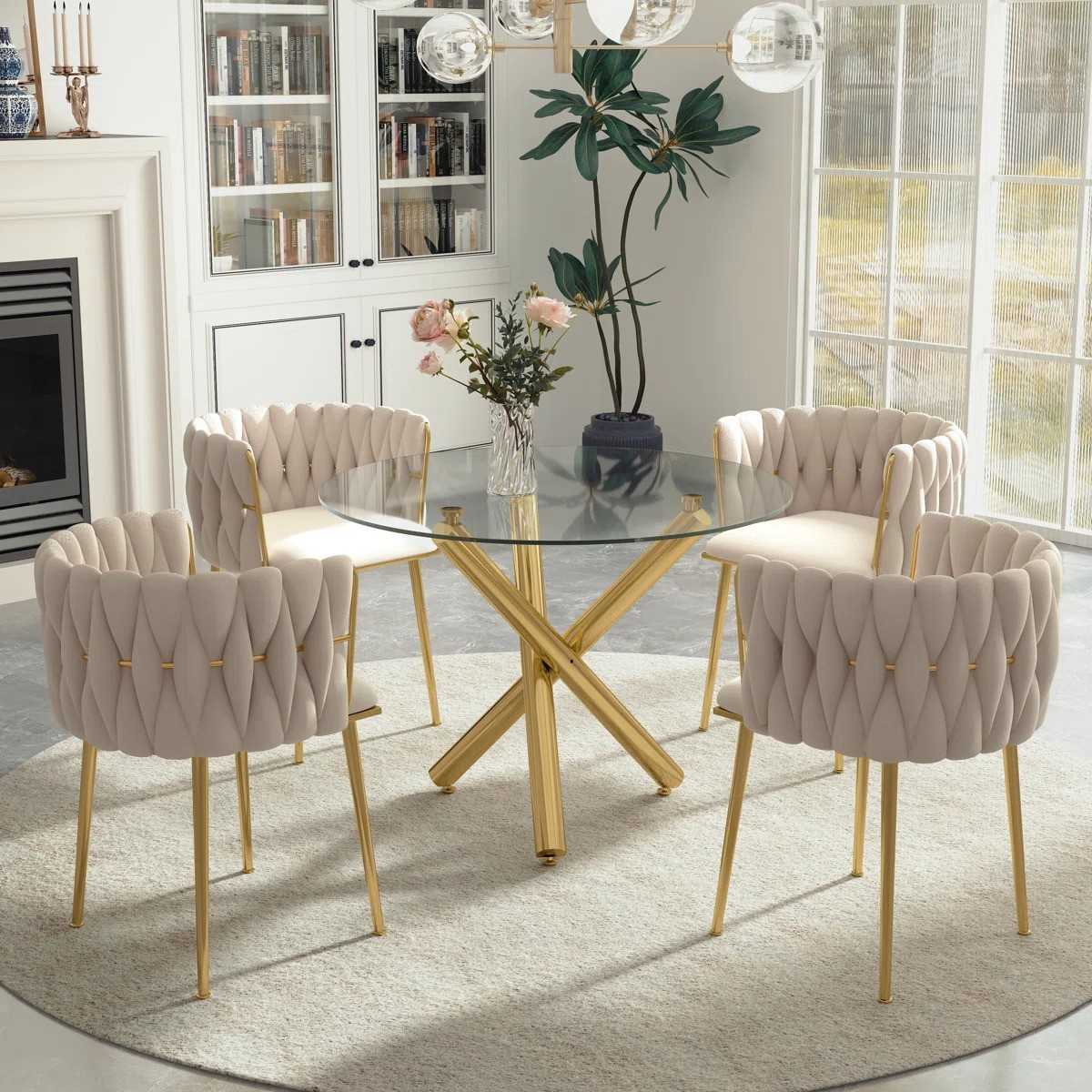 Raykwan 4 - Person Three Leg Dining Set (Beige)