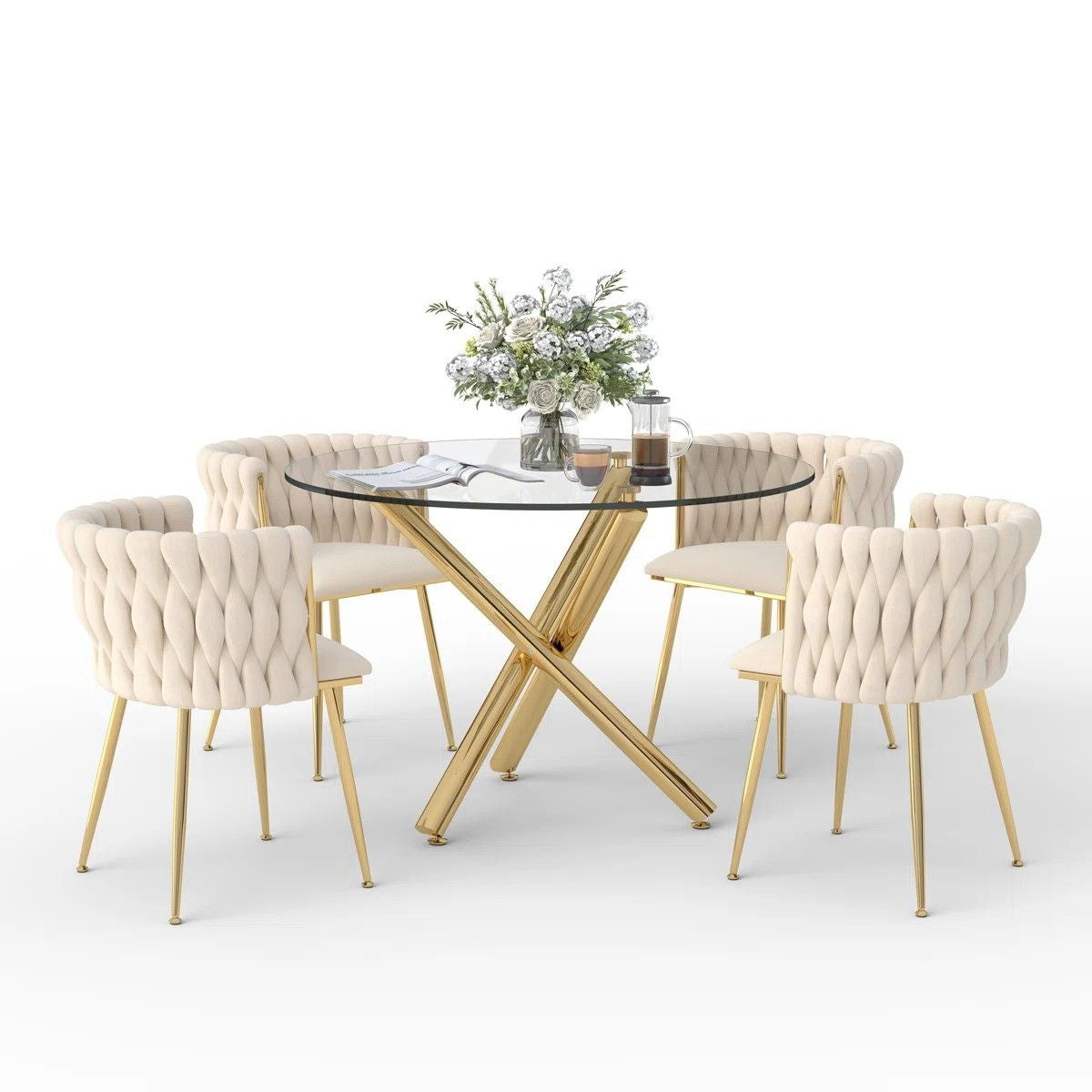Raykwan 4 - Person Three Leg Dining Set (Beige)