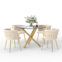 Raykwan 4 - Person Three Leg Dining Set (Beige)