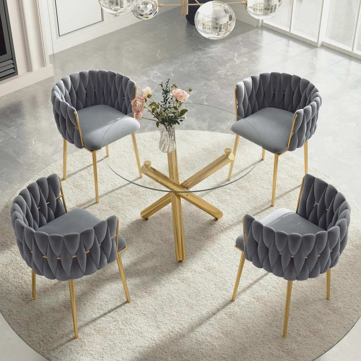 Raykwan 4 - Person Three Leg Dining Set (Gray)