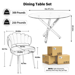 Round Glass Dining Set for 4 (White)