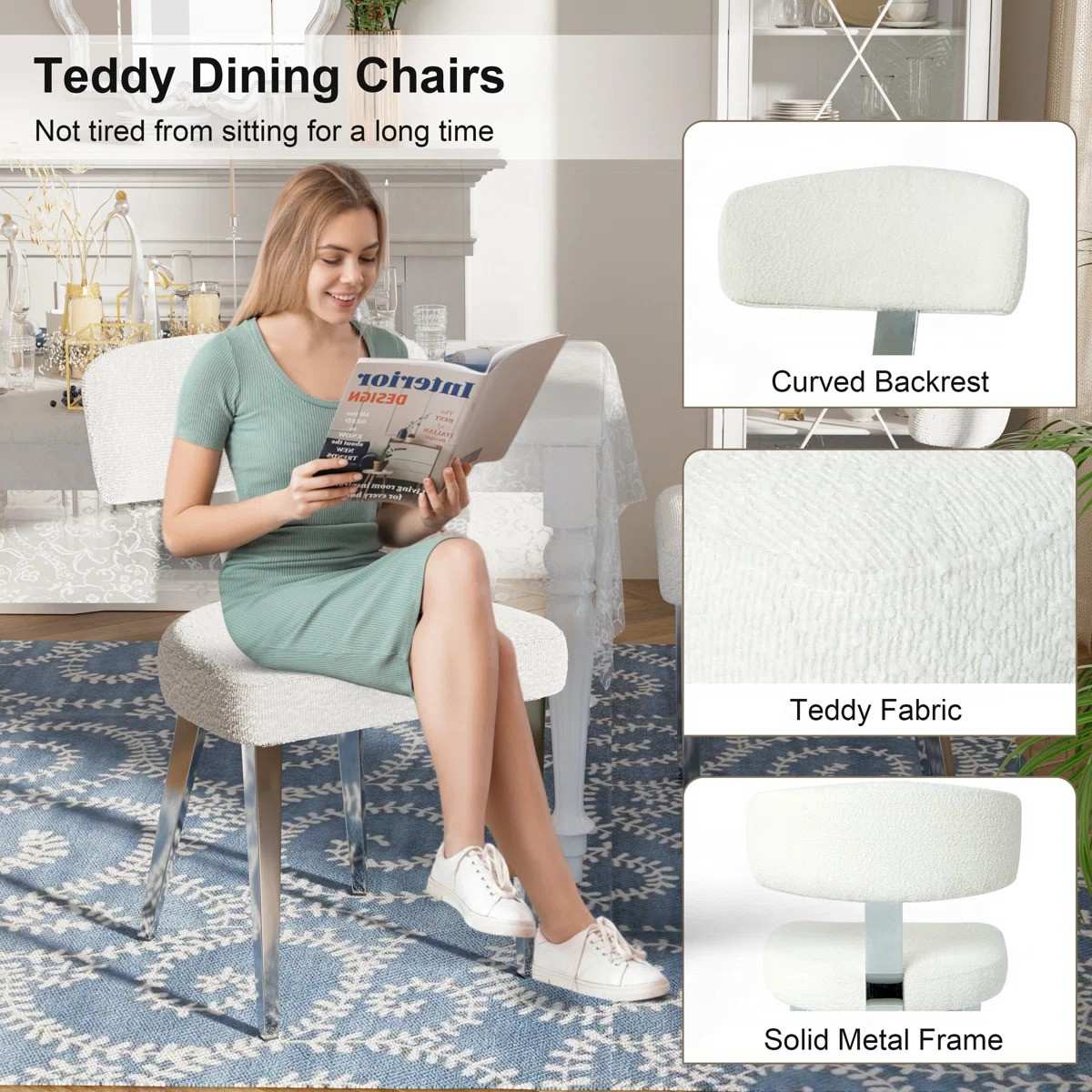Round Glass Pedestal Dining Set (White)