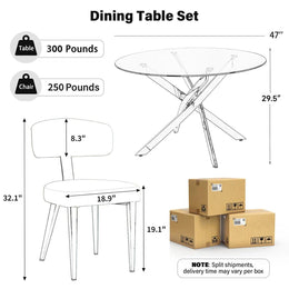 Round Glass Pedestal Dining Set (White)