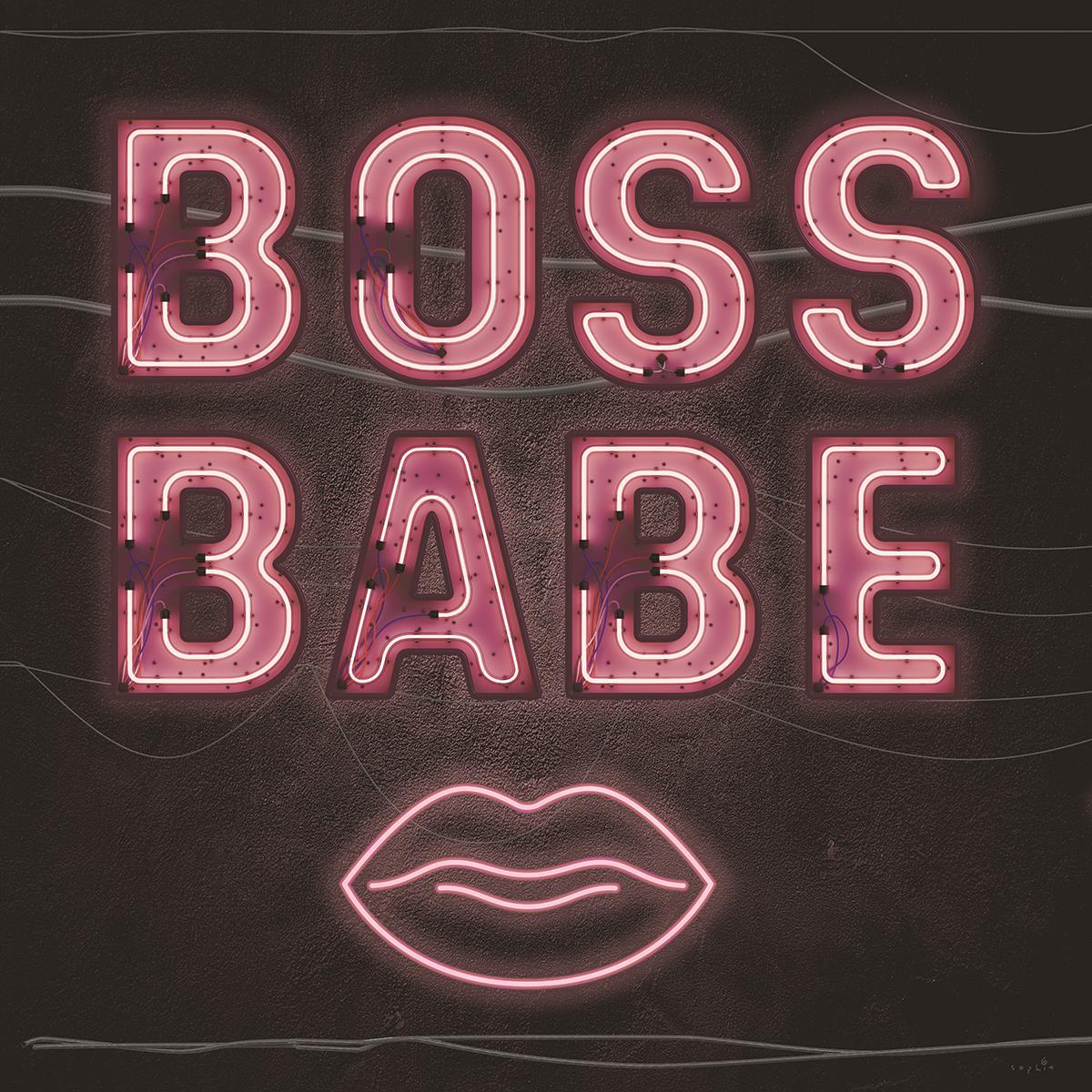 Neon Boss Babe By Sophie Six (Small) Giclee Canvas