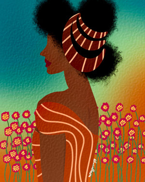 Lady In The Flower Field By Lorintheory  (Small) Giclee Canvas