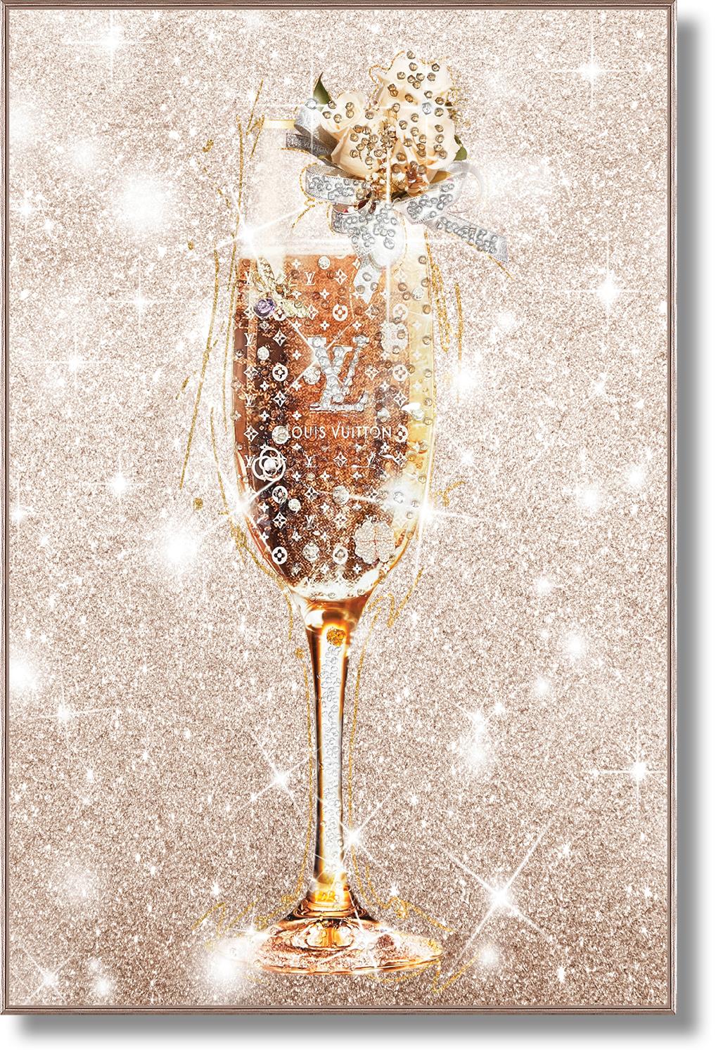 Rose Gold Bubbly W/ Rocks Framed Mixed Media