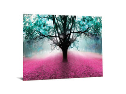 Temp Glass W/Foil - Green Tree W/Pink Leaves Tempered Glass
