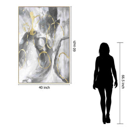 Temp Glass W/Foil - Grey/White/Gold Abstract 2 Tempered Glass