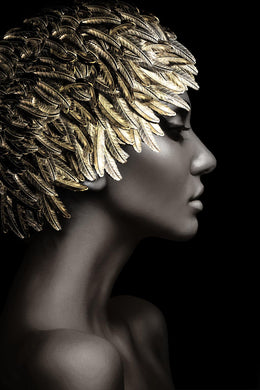 Temp Glass W/Foil - Woman Gold Leaves Tempered Glass