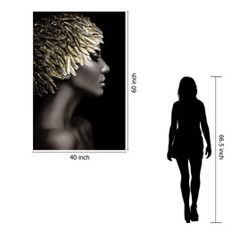Temp Glass W/Foil - Woman Gold Leaves Tempered Glass