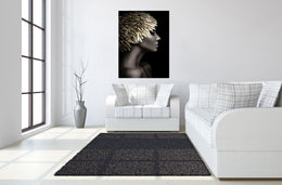 Temp Glass W/Foil - Woman Gold Leaves Tempered Glass