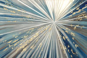 Temp Glass W/Foil - Starbust Blue/Gold/White Tempered Glass