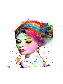 Temp Glass W/Foil - Abstract Woman W/Color Tempered Glass