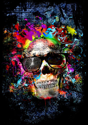 Temp Glass W/Foil -Color Me Skull Tempered Glass