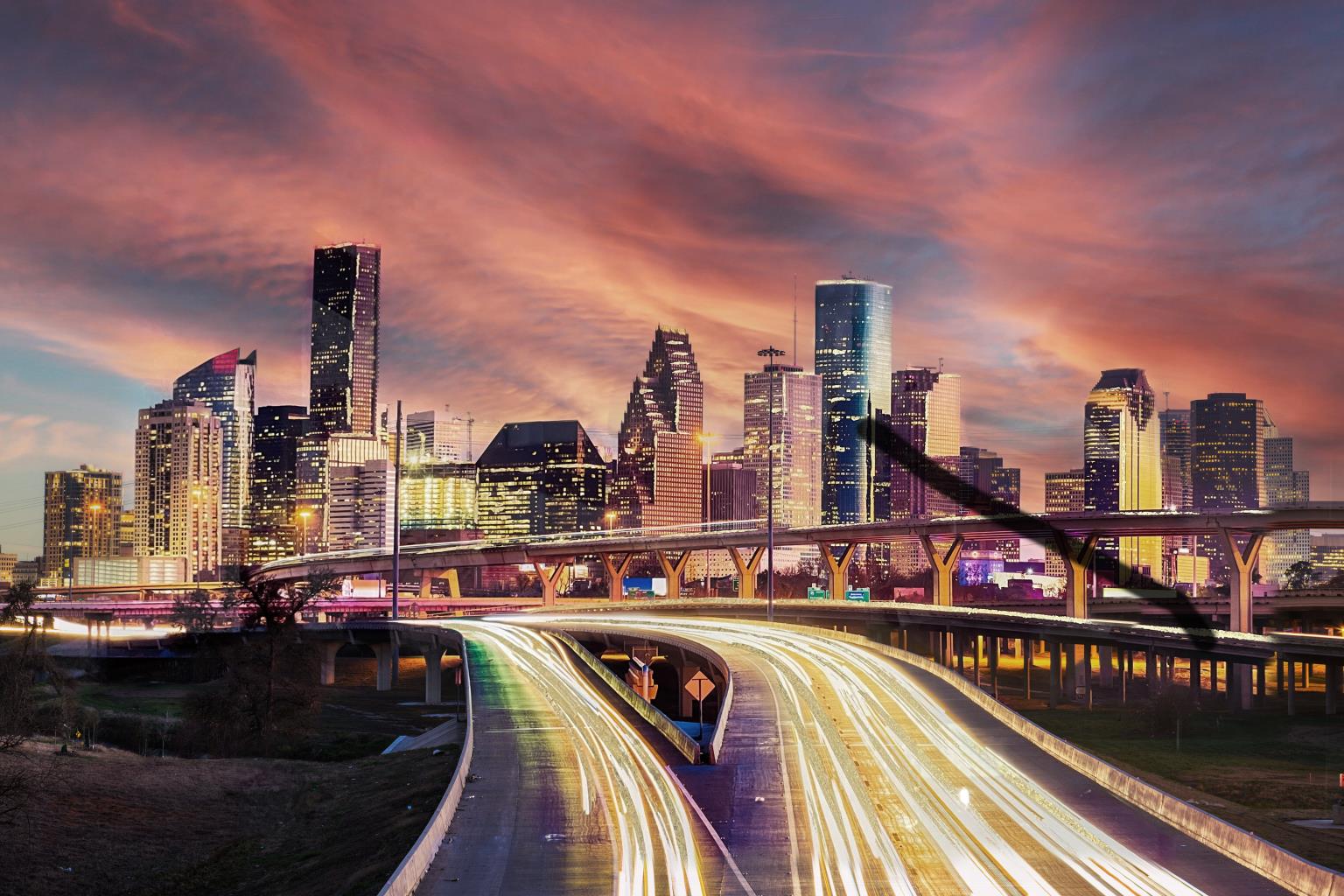 Tempered Glass W/ Foil - Houston At Dusk Tempered Glass