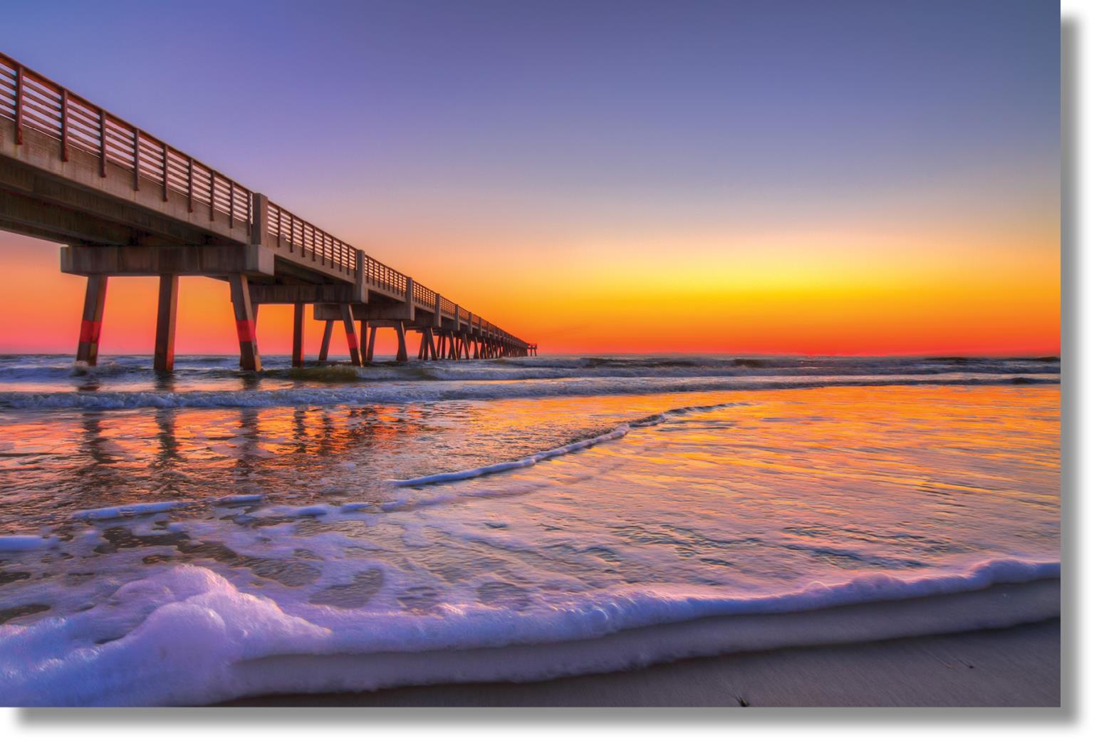 Temp Glass W/ Foil - Jacksonville Beach Pier Tempered Glass
