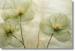 Temp Glass W/ Foil - Green Whispy Floral Tempered Glass