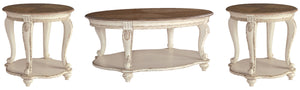 Realyn Coffee Table with 2 End Tables