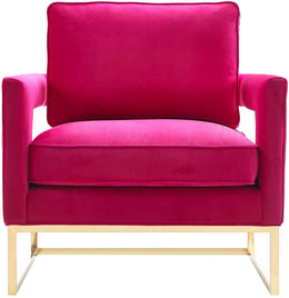 Avery Pink Velvet Chair With Polished Gold Base