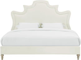 Serenity Cream Velvet Bed in Queen